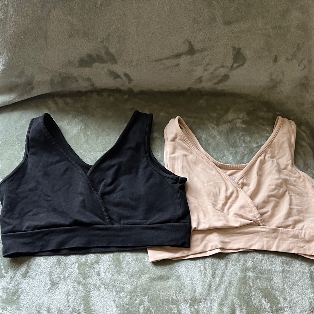 Kindred Bravely Black and Cream Nursing Bralette Set